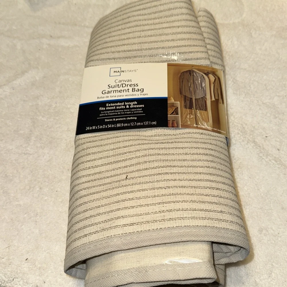 NIP Mainstays Canvas Garment Bag with Stripes